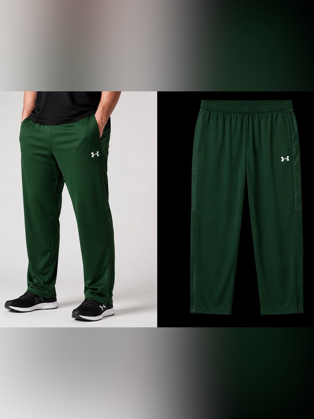 Under Armour Men's 3XL Loose Fit Joggers Forest Green Track Pants Ankle Zip